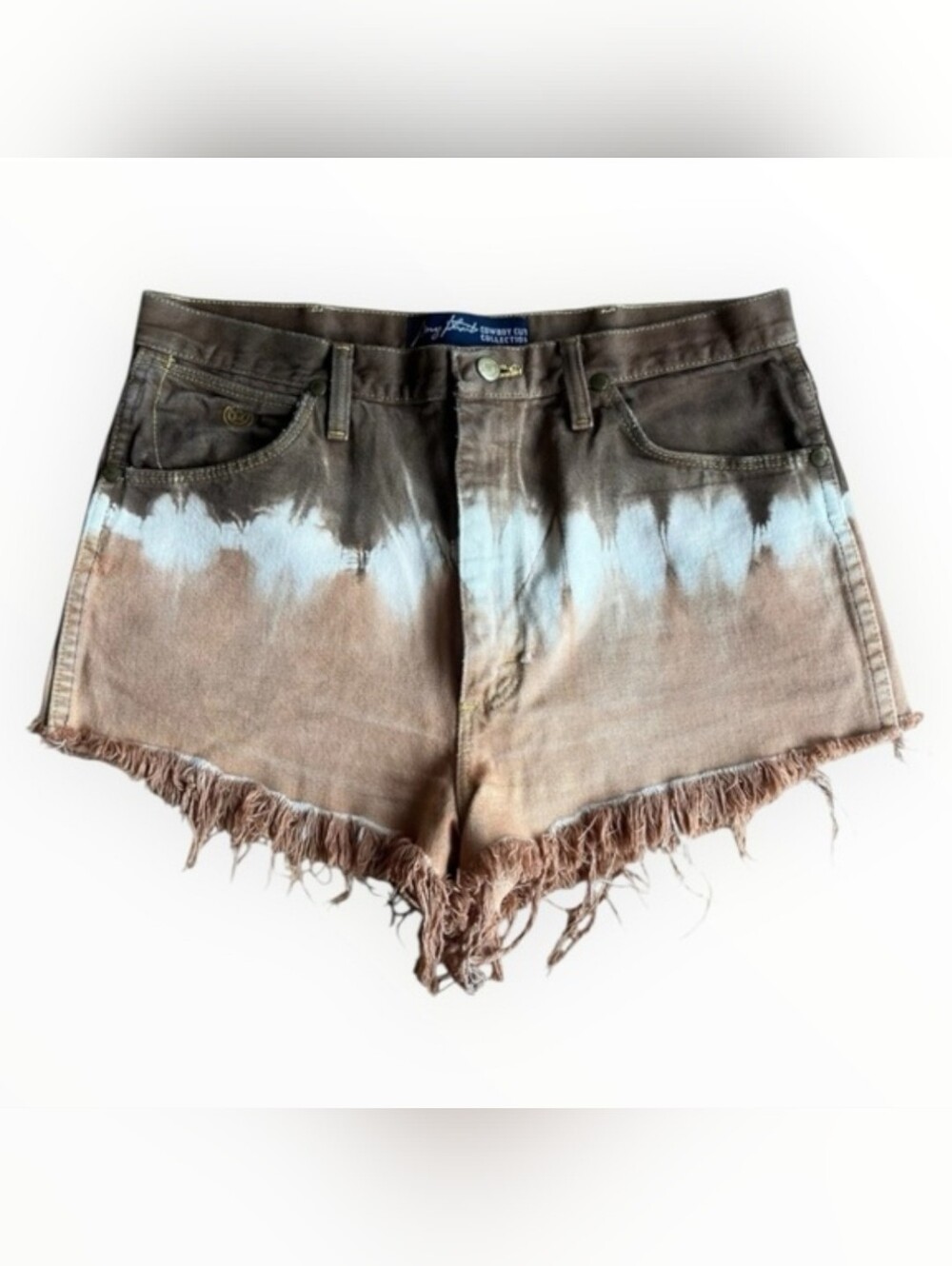Wrangler Brown and Cream Dip-Dye Frayed Denim Shorts